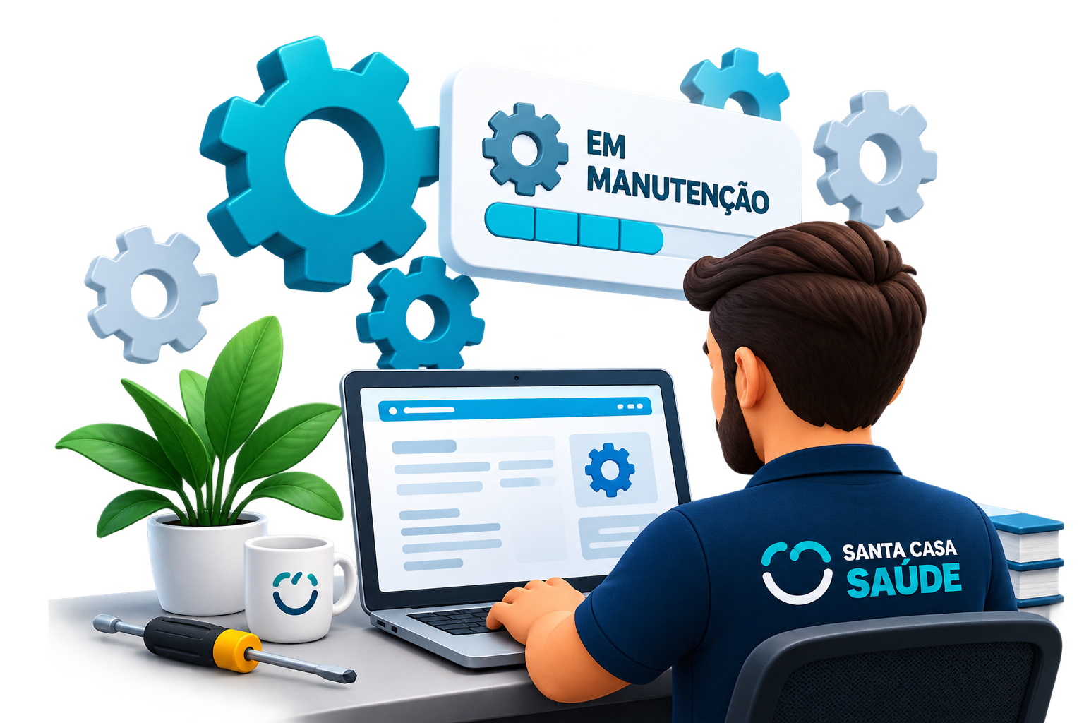 Equipe de Tecnologia trabalhando no novo site da Santa Casa Saúde